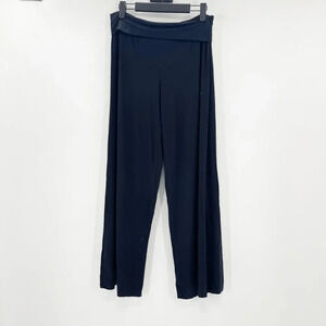 White + Warren Wide Leg Pants Women's Size S Black Folded Waistband High Rise